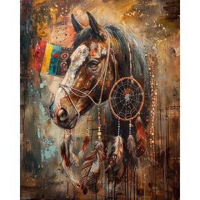 XTXGERL Paint by Numbers Horse for Adults, Acrylic Oil Painting by Numbers Kits for Beginner with Paintbrushes Brushes Art Crafts Canvas for Home Decor 16x20 inch / 40x50 cm
