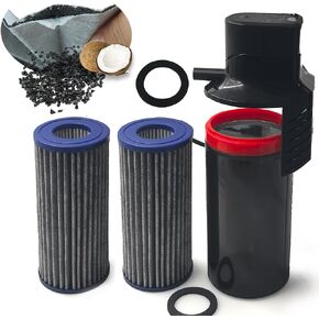 4PCS Upgraded Activated Carbon Micron Cartridge Replacement for Marineland Magnum Polishing Internal Canister Filters (ML90770), 2 Cartridge & 2 Rubber Gasket Compare to Part PA0140