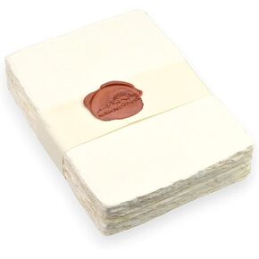 Kathmandu Valley Co. 5x7 inch 100% Cotton 200 GSM, Off-White, Deckle-Edge Handmade Upcycled Paper - Cold Press Card Stock for Printing Wedding Invitations, Announcements, Thank-you Notes (25 Sheets)