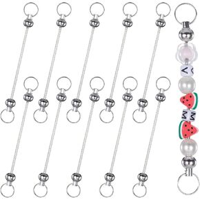 10 Pcs Blanks Bead Keychain Bar Link Blank Beadable Keychain Bars DIY Blank Keychain Bar Detachable Key Chain Metal Beaded Keychain for DIY Crafts Gift Making