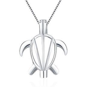 925 Sterling Silver Turtle Cage Pendants Crafting Charm for DIY Necklace Bracelet Jewelry Making