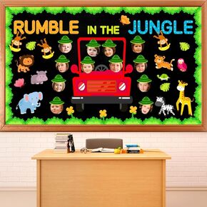 Jungle Animals Bulletin Board Decorations Welcome to The Jungle Welcome Back to School Classroom Decor Tropical Leaves Leopard Print Cutouts for Teacher School Kindergarten Wall Door Decor