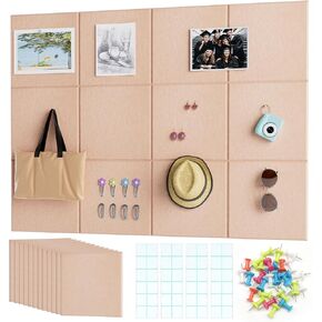 Large Blue Cork Boards for Walls 48" x 36" - 12 Pack, Self Adhesive Felt Pin Board for Wall, Cork Boards with Removable Adhesive, Office Pin Board, Vision Board, Classroom Deco