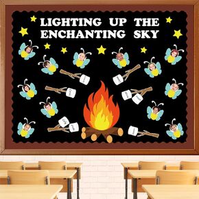Campfire Firefly Bulletin Board Set Camping Marshmallow S'More Classroom Decorations DIY Photo Crafts Summer Cutout for Teacher Student Back to School Kindergarten Wall Decor Party Supplies