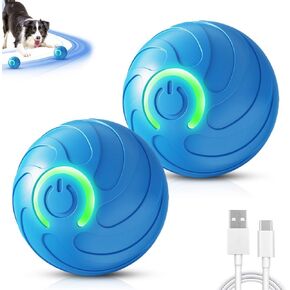Duraspin Dog Ball 2Pcs, 2025 Interactive Dog Toys for Small and Large Dogs, USB Rechargeable Durable Motion Activated Automatic Rolling Ball Toys (Blue)