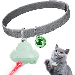 Automatic Cat Laser Collar Toy, Hands-Free Laser Cat Toys for Indoor Cats Engagement, Adjustable Fit with Bell (Green)