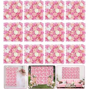 Artificial Rose Flower Wall Backdrop Champagne 5ftx3.74ft Wedding 3D Floral Wall Background for Bridal Shower Birthday Party Stage Decorations
