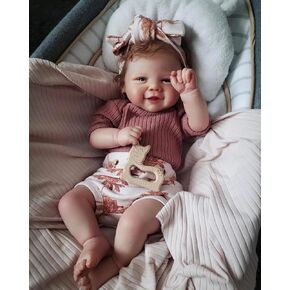 TERABITHIA 19Inches Hand Rooted Hair Lifelike Reborn Baby Dolls with Cuddly Cloth Body and Vinyl Limbs Sweet Smiling Newborn Realistic Baby Dolls That Look Real and Feel Real