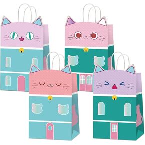 24Pcs Cat House Themed Gift Bag for Cat Party Candy Snack Goodie Bags Supplies Kitten Gift for Kids Kitten Toy Themed Birthday Children's Birthday Pet Party Decorations