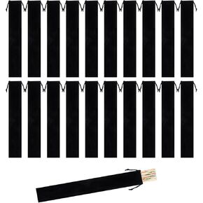 Klmnop 20 Pcs Folding Hand Fan Velvet Drawstring Bag, Compact Clack Fan Storage Bag for Folding Hand Fans, Gift Wrap Pouch Sleeves & Collector Case for Line Dancing Wedding Bridal Showerg(3.15×14.96inch, Black)
