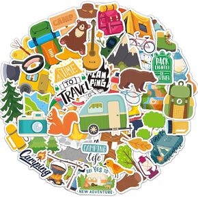 Outdoor Hiking Adventure Camping Water Bottle Stickers 250+ Counts Aesthetic Vinyl Waterproof Decorative Sticker for Luggage Water Bottle Motorcycle Wilderness Nature Decals Camper Adults Teens
