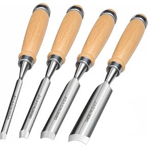 GREBSTK 4pcs Semicircle Chisel Set Carpenter Gouge Chrome Vanadium Steel Semi-Circular Cr-V Woodworking Carving Chisel