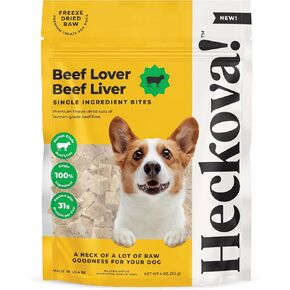 Beef Lover - Freeze Dried Beef Liver Dog Treats - Single Ingredient Human Grade Raw Beef Liver Bites for Training, Meal Topper, No Additives, High Protein, 31g Per Cup, 4oz Bag