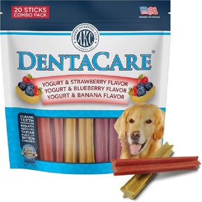 American Kennel Club Dentacare Variety Pack Dog Treats, Includes Strawberry, Blueberry, and Banana Yogurt Flavors, Good for Dog Dental Health, 20 Count