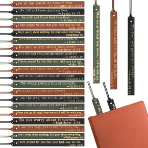 30 Pcs Bulk Christian Leather Bookmarks for Men Leather Handmade Bible Bookmarks Religious Christian Gifts for Book Lovers Church Book Club Supplies