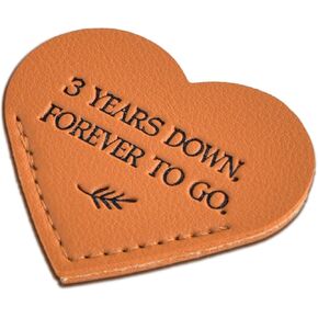 3 Year Anniversary Leather Gift for Her Him, 3rd Wedding Anniversary Traditional Gifts for Wife Husband, Unique Leather Heart Bookmark (2.16‘’) Ideas for Men Women Couple