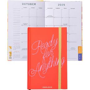 ban.do 17-Month Classic Daily and Weekly Planner Dated August 2025 - December 2026, Hard Cover Self Care Journal, Agenda with Monthly Calendar, Stickers, Art & Bonus Pages (Ready for Anything, Red)