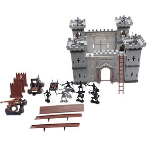 PXRJE Medieval Castle Knights Action Figure Toy Army Playset with Assemble Castle, Catapult and Horse-Drawn Carriage Great for Girls and Boys(A1)