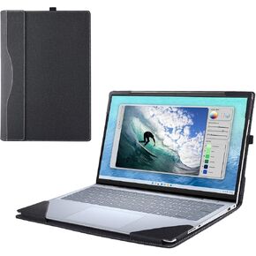 Laptop Cover Case for Dell Inspiron 14 5445/5440/5435/5430/5425/5420 Notebook PC (NOT Working with Other Dell Models). PU Leather Detachable Notebook Sleeve (Black)