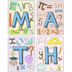 AUNMER Math Posters-Educational Math Posters for Elementary,Middle & High School, Teacher Must Haves for Classroom Decor & Bulletin Board Sets,Boho Classroom Decor (8.5x11 inch)