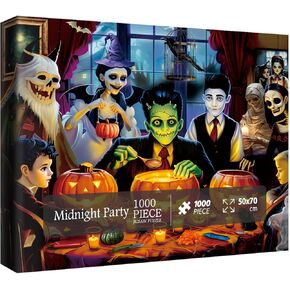 Halloween Haunted Mansion for Adults 1000 Pieces, Horror Haunted House Ghost Jigsaw Puzzles, Autumn Fall Skeleton Witch Pumpkin Spooky Puzzle
