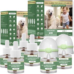 8-in-1 Dog Calming Diffuser Kit – 2 Plug-Ins + 6 Refills, Pheromone-Based Pet Stress Support, 180-Day Supply, Helps Promote Calm Behavior, Safe & Non-Toxic