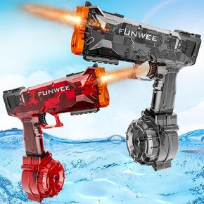 2025 New Upgrade 2 Pack Electric Water Guns for Adults Kids, Light Up Squirt Gun, Powerful Automatic Water Gun, High Capacity Long Range Fully Strongest Water Blaster, Outdoor Pool Water Toy