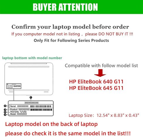 حالة تغطية الكمبيوتر المحمول لـ HP EliteBook 640/645 G11 14inch [غير متوافق مع أي طراز آخر] 2-in-1 PU الجلود القابلة للفصل. in Saudi Arabia