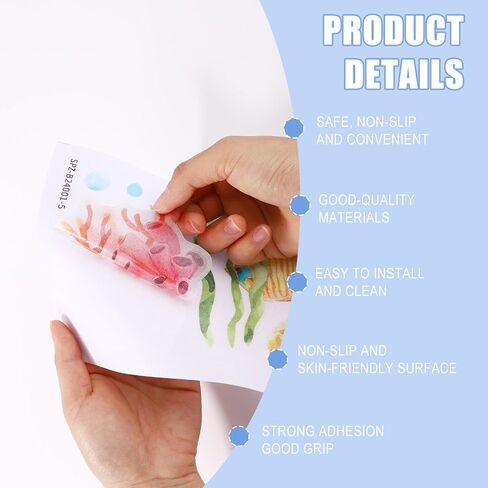 6pcs Ocean Creature Marine Bathtub Stickers, 5.9x7.8 Inch Colorful Waterproof Large Non-Slip Coral Octopus Starfish Whale Turtle Adhesive Decals Threads for Kids Sea Bath Tub Shower Floor in Kuwait