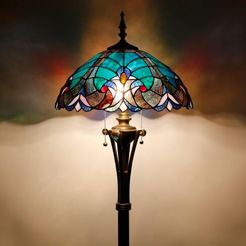 Tiffany Floor Lamp Red Yellow Rose Stained Glass Standing Reading Light 16X16X70 Inches Antique Pole Corner Lamp Decor Bedroom Office Living Room in Saudi Arabia
