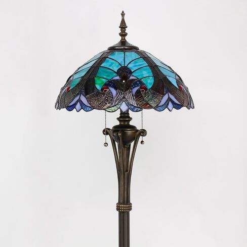 Tiffany Floor Lamp Red Yellow Rose Stained Glass Standing Reading Light 16X16X70 Inches Antique Pole Corner Lamp Decor Bedroom Office Living Room in Saudi Arabia