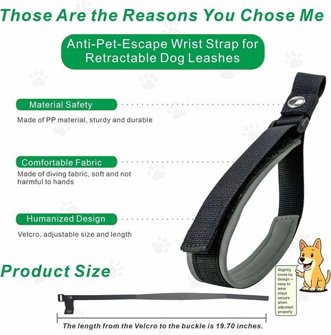 Wrist Strap for Retractable Dog Leash – Adjustable Safety Band with Soft Neoprene Lining and Lockable Hook for Short-Distance Control，Orange Red in Saudi Arabia