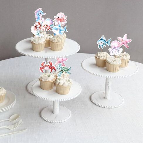 40 PCS Ocean Animal Cupcake Toppers Octopus Seahorse Turtles Cupcake يختار تحت زخارف حفل البحر تحت عنوان Sea Shower Duffer Birthday Cake Cake Supplies in Saudi Arabia