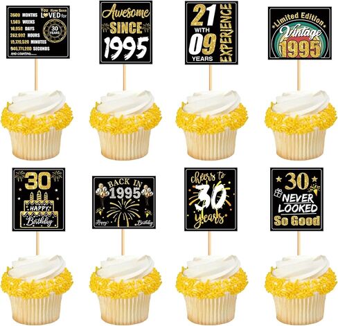 Ercadio 36PCS Happy 40th Birthday Cupcake Toppers Glitter Forty Vintage 1985 Cake Picks Cheers to 40 Fabulous Older Wiser Hotter Cake Decor for 40th Birthday Wedding Anniversary Party Supplies in Kuwait