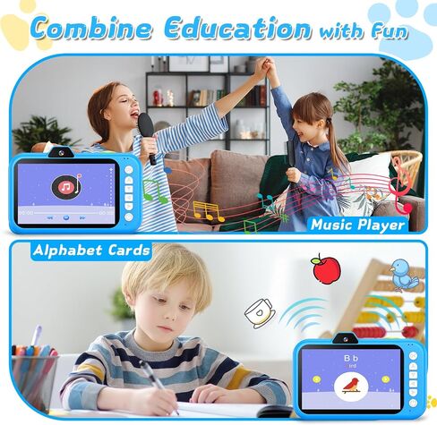 Kids Camera, Toddler Digital Camera with Rotating Zoom Lens, 3.5" Large Screen, 1080P Toy Camera for Kids with Flash, 32GB Card, Birthday Gifts for Boys Girls 3 4 5 6 7 8 9 10 11 12 Year Old in Kuwait