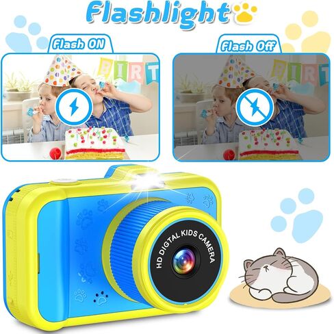 Kids Camera, Toddler Digital Camera with Rotating Zoom Lens, 3.5" Large Screen, 1080P Toy Camera for Kids with Flash, 32GB Card, Birthday Gifts for Boys Girls 3 4 5 6 7 8 9 10 11 12 Year Old in Kuwait
