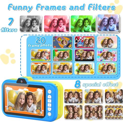 Kids Camera, Toddler Digital Camera with Rotating Zoom Lens, 3.5" Large Screen, 1080P Toy Camera for Kids with Flash, 32GB Card, Birthday Gifts for Boys Girls 3 4 5 6 7 8 9 10 11 12 Year Old in Kuwait