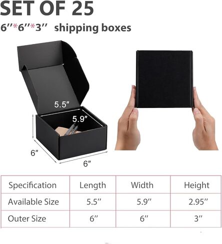 8x8x3 Pink Small Shipping Boxes - 25 Pack Corrugated Cardboard Mailer Boxes for Packaging, Mailing, Gift Giving | Sturdy, Recyclable, Perfect for Small Business Supplies, Ecommerce in Kuwait