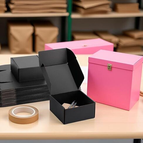 8x8x3 Pink Small Shipping Boxes - 25 Pack Corrugated Cardboard Mailer Boxes for Packaging, Mailing, Gift Giving | Sturdy, Recyclable, Perfect for Small Business Supplies, Ecommerce in Kuwait
