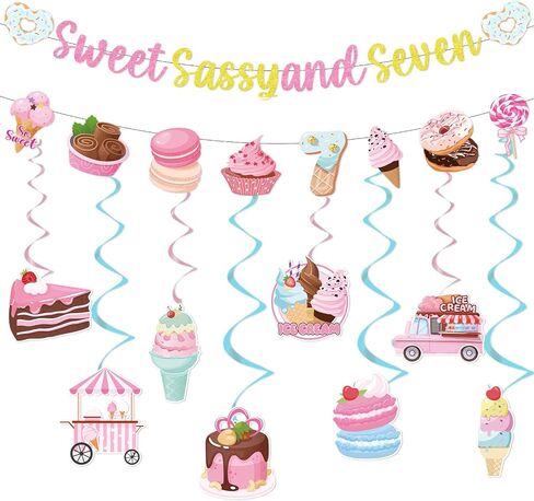 Sweet Sassy Six Birthday Decorations, 10PCS 6th Bday Banner with Hanging Swirls Decorations for Girls 6 Years Old Decor in Kuwait