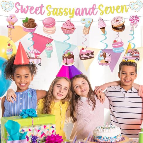Sweet Sassy Six Birthday Decorations, 10PCS 6th Bday Banner with Hanging Swirls Decorations for Girls 6 Years Old Decor in Kuwait