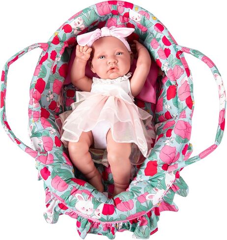 مجموعة دمية حمل سرير ، حاملة دمية سهلة سهلة سرير سرير واحد ووسادة واحدة ، وسادة زهرة الوردي باسينيت ، يناسب 16 بوصة دمى فتاة أمريكية in Kuwait