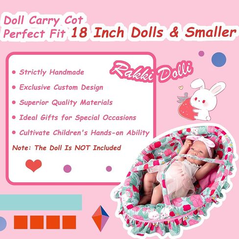 مجموعة دمية حمل سرير ، حاملة دمية سهلة سهلة سرير سرير واحد ووسادة واحدة ، وسادة زهرة الوردي باسينيت ، يناسب 16 بوصة دمى فتاة أمريكية in Kuwait