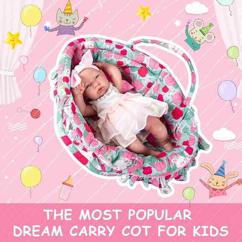 مجموعة دمية حمل سرير ، حاملة دمية سهلة سهلة سرير سرير واحد ووسادة واحدة ، وسادة زهرة الوردي باسينيت ، يناسب 16 بوصة دمى فتاة أمريكية in Kuwait