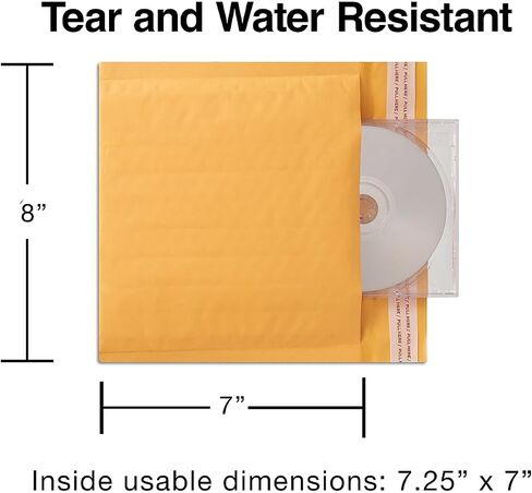 Staples 483986 CD Bubble Mailer Gold Kraft Peel and Seal Strip 7-1/4-Inch x 8-Inch 12/PK in Saudi Arabia