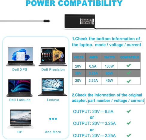 New Slim 90W USB C Laptop Charger Compatible with Dell XPS 15 9500 17 9700 Latitude 3000 5000 7000 9000 Series Precision 5470 5550 5750 3540 3570 LA90PM170 DA90PM170 Type C AC Adapter Power Cord in Saudi Arabia