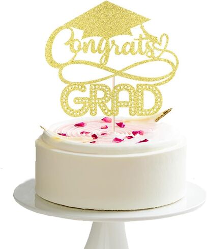 Gold Gold Glitter Grad 2025 Cake Topper ، تهانينا ديكور كعكة ، فئة 2025 ديكورات حفل التخرج لجامعة الجامعة الاحتفال بالمدرسة الثانوية لوازم الحفلة in Saudi Arabia