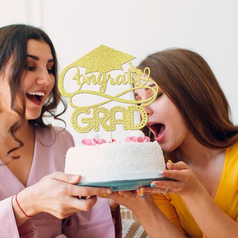 Gold Gold Glitter Grad 2025 Cake Topper ، تهانينا ديكور كعكة ، فئة 2025 ديكورات حفل التخرج لجامعة الجامعة الاحتفال بالمدرسة الثانوية لوازم الحفلة in Saudi Arabia