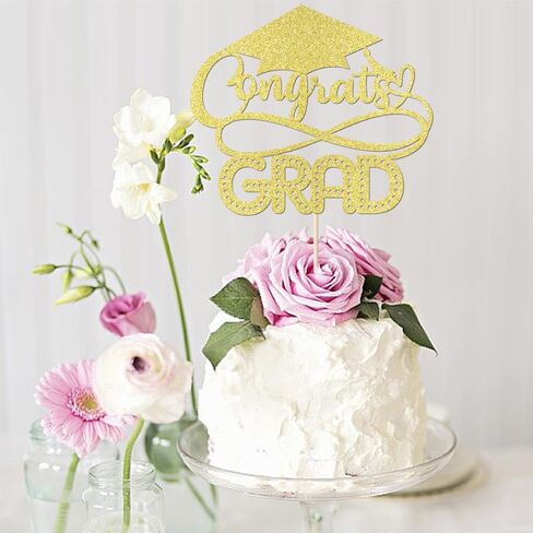 Gold Gold Glitter Grad 2025 Cake Topper ، تهانينا ديكور كعكة ، فئة 2025 ديكورات حفل التخرج لجامعة الجامعة الاحتفال بالمدرسة الثانوية لوازم الحفلة in Saudi Arabia