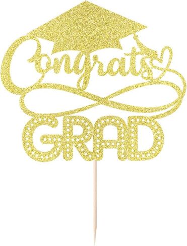 Gold Gold Glitter Grad 2025 Cake Topper ، تهانينا ديكور كعكة ، فئة 2025 ديكورات حفل التخرج لجامعة الجامعة الاحتفال بالمدرسة الثانوية لوازم الحفلة in Saudi Arabia